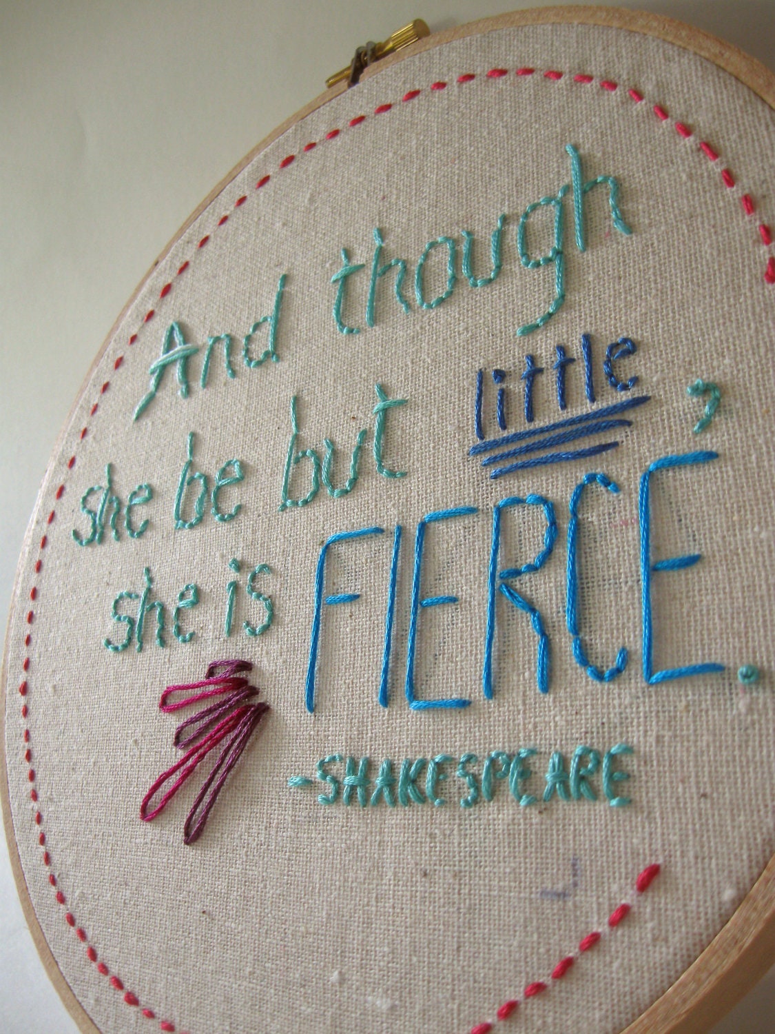 Embroidery Hoop Art Shakespeare Quote Hand Embroidered