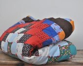 Retro 1980s Patchwork Trip Around The World Quilt  55 x 101