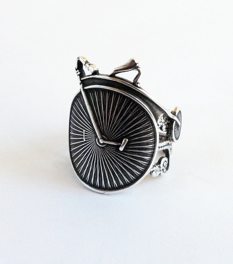 Steampunk Retro Bicycle Bracelet- Sterling Silver Finish- Bike Bracelet