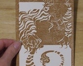 Year of the Tiger: Chinese Zodiac Homage, Woodblock print, Brown on Off-white