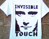 80s t-shirts Phil Collins Genesis tshirt 1980s music Invisible Touch hand stenciled & spray painted by Rainbow Alternative on Etsy