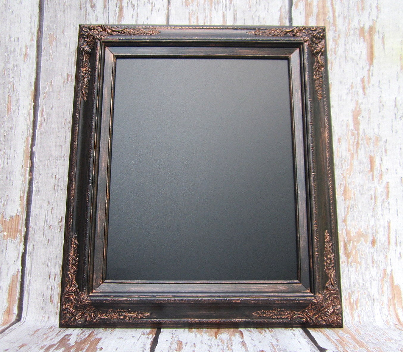 MODERN Framed CHALKBOARD Old World Baroque - Black Blackboard Industrial Home Decor Kitchen 27"X 23" Patina Black Framed Chalkboard