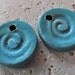 Crystal Aqua Spiral Charms - Handmade Ceramic Charms
