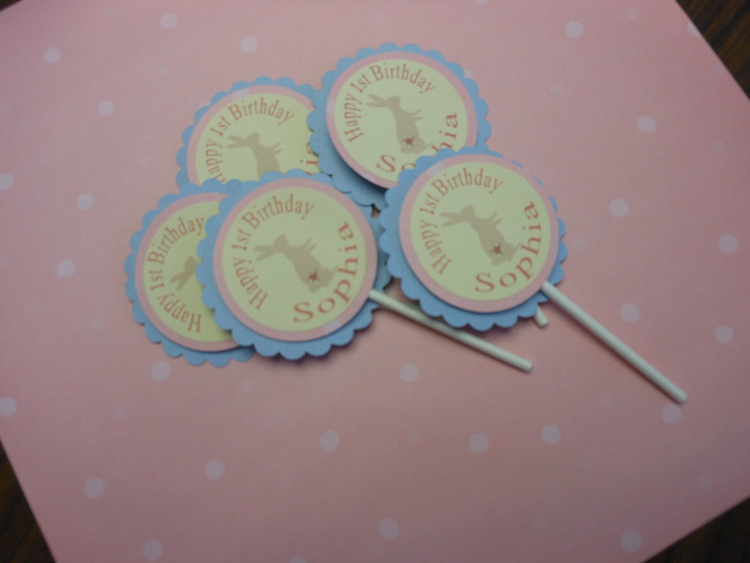 Shabby Chic Bunny Birthday Cupcake Toppers Il_170x135