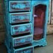 Jewelry Box Turquoise Distressed Wooden Large