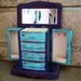 Jewelry Box Turquoise Cobalt Blue Distressed Wooden