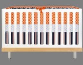 Modern Baby Boy Navy and Orange (Modern Custom Crib Set)