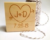 Custom heart stamp.  Rustic arrow through a heart with your initials. 1.5"x1.5" DIY Wedding Decor.