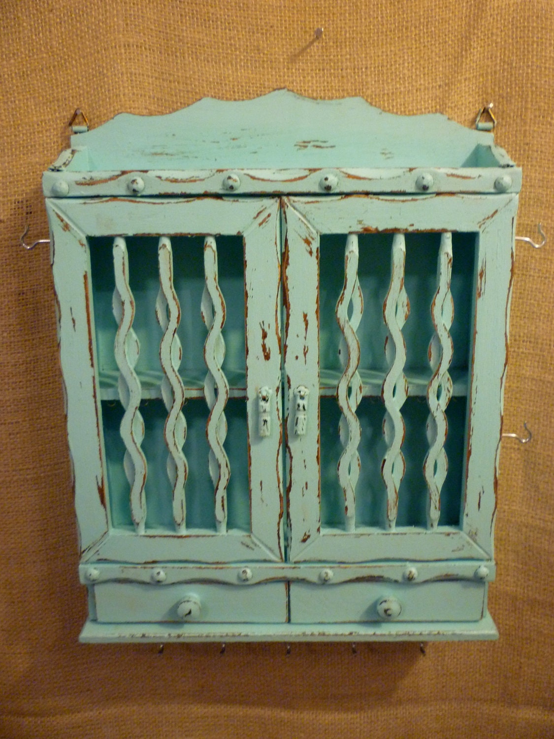 Upcycled Jewelry Organizing Display (Aqua Cabinet)