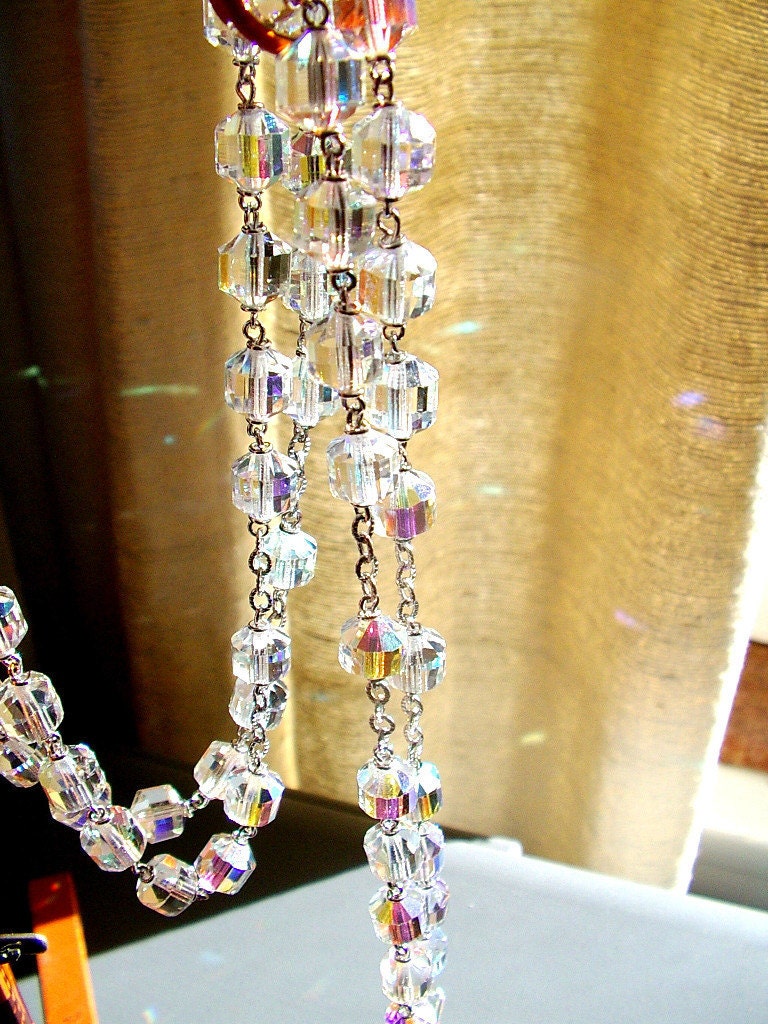 vintage Aurora Borealis ROSARY CATHOLIC CHRISTIAN beautiful clean & very sparkly