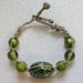 REAL MARIJUANA LEAF Green Foil Resin Beaded Hemp Bracelet - Roach Clip Clasp