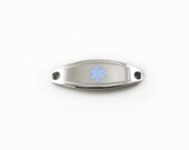 Small Custom Medical Alert ID Plate for Beaded Bracelets, Light Blue, ENGRAVED FREE - i9C