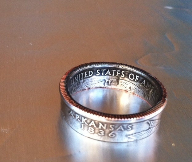 2004 Arkansas State Quarter Coin Ring  You Pick Size 5 to 14 by Custom Coin Rings