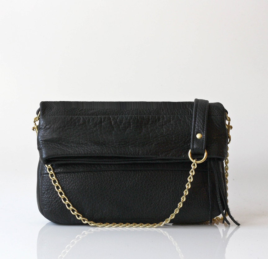 SALE Leather clutch - OPELLE Fold-Over Clutch Bag - Butter Soft Shrunken Leather