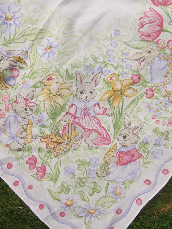 vintage easter tablecloth easter bunny by theweeshelf on etsy vintage easter tablecloth easter bunny by theweeshelf on etsy
