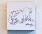 Three After Dinner Baths 4x4 Wood Mount Print