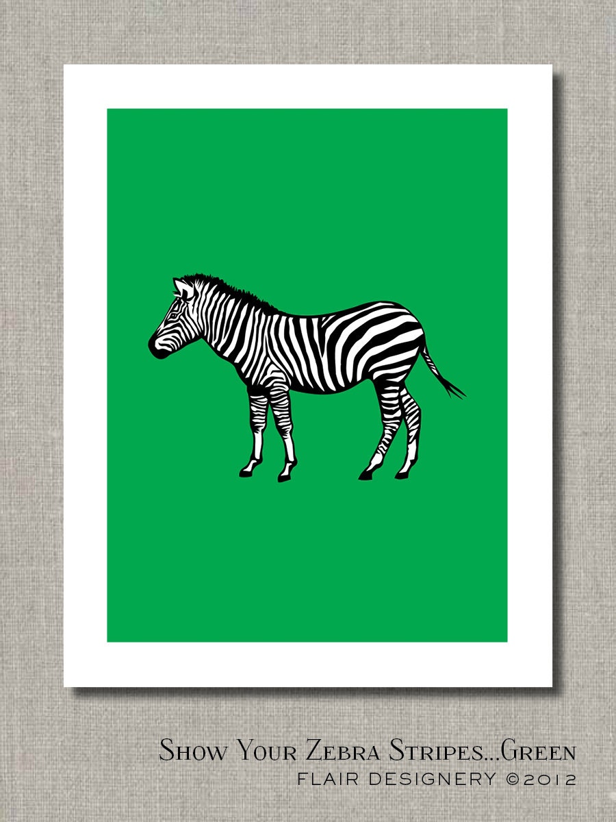Show Your Zebra Stripes - GREEN - Fine Art Print by Flair Designery Il_570xn