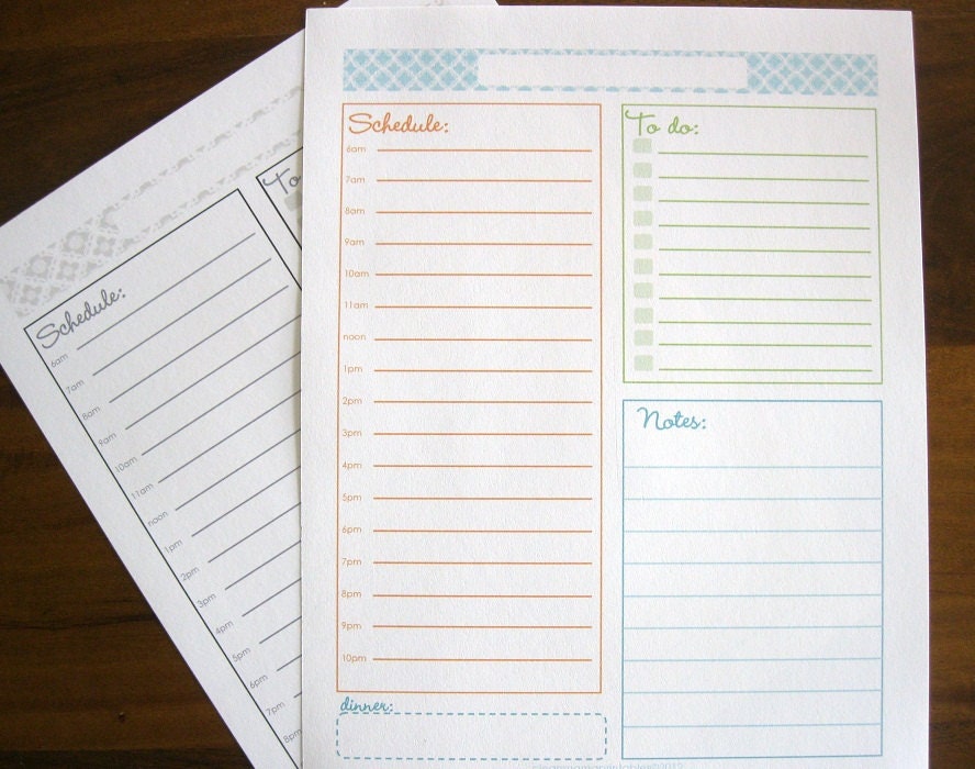 Pretty Daily Planners - 2 documents - INSTANT DOWNLOAD