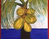Caribbean palm tree and coconuts limited print