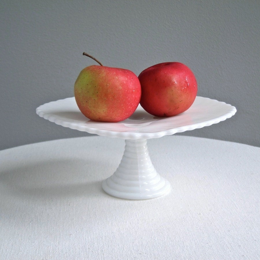 Small Milk Glass Cake Stand - Footed Plate by Indiana Glass Co
