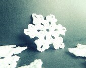 Handmade holiday ornaments, Christmas tree decorations, Crocheted snowflakes, white small ornaments  /set of 9/