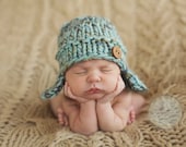 Wool Knit Earflap Hat for Baby Boy, Beautiful Photography Prop