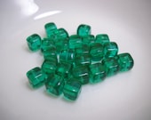 Bead Lot Glass Emerald Green Square Beads Jewelry Supplies - wallstantiques