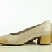 Nude leather pumps designer shoes, champaign golden heels (sz 6, 36)