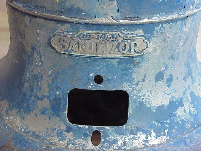 Upcycled Vintage Industrial Chippy Blue Retired Vacuume Table