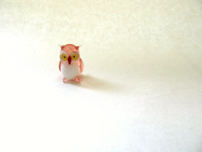 Vintage Glass Crystal Owl Pink Totem