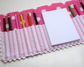 Hot Pink and White Polka Dot Colored Pencil Wallet