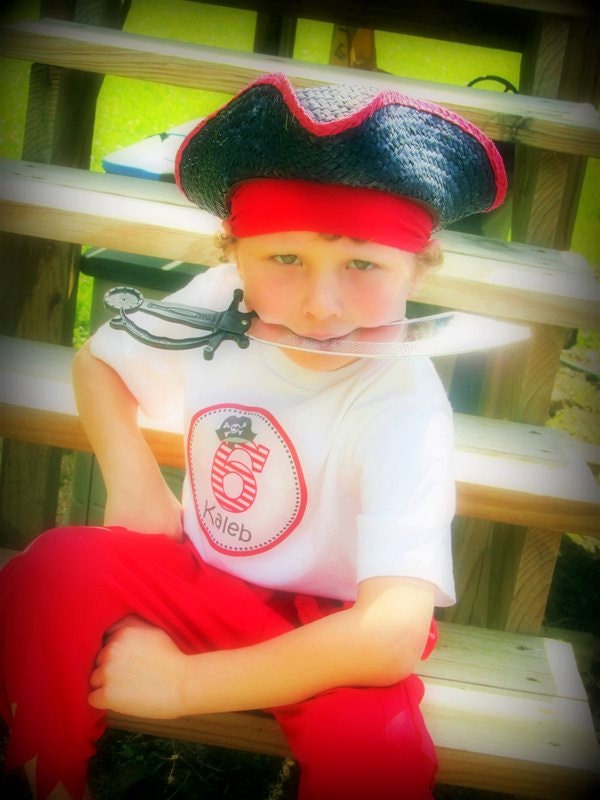 Ahoy Matey...Personalized Boy Pirate Hat Party Iron-on Shirt Transfer Il_170x135