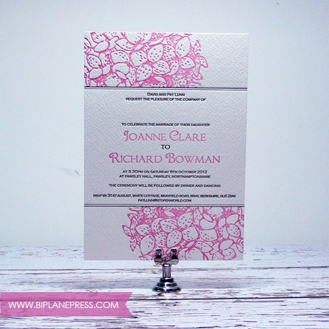 Letterpress Wedding Invitation - Hydrangea
