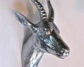 Silver Metallic Gazelle Hook/Wall Decor/Faux Taxidermy/Antlers/Safari/Tribal