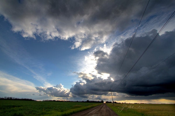 Back Roads, Stormy Skies, Storm Pictures, Fine Art Print, Rainy Weather Canadian Prairies Alberta Canada