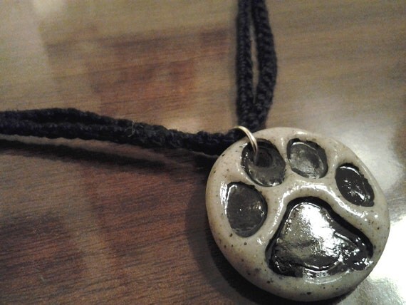 Polymer Clay Stamped Puppy Paw Print Pendant/Necklace
