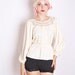 Boho Ivory Crochet Blouse with Dolman Sleeve and Cinch Waist / 1970s Fashion / Bohemian / Blouse / Blouses / Shirt / Top / Peplum / 1221