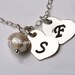 Two initial letter charms,Heart initial,Best friends,Sisterhood,Anniversary,Couple,bridesmaid gifts