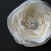 Bridal flower Hair clip Ivory Beige flower Sand organza lace swarovski rhinestone Fascinator wedding hair accessory 3 inch hairpiece