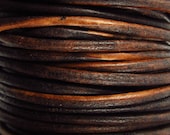 2 Yards - 2mm Distressed Brown Leather Cord