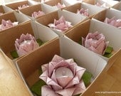 10 Origami Lotus Lantern Wedding Favors, lavender, pink, mauve, handmade