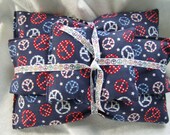 Peace Sign lavender pillow, eye mask, and sachet set, hand made, with flax seed