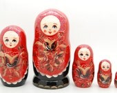 5 Authentic Russian  Nesting dolls with flowers Matryoshka, free shipping