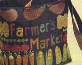Primitive Folk Art Fabric Pattern:  FARMER MARKET TOTE  (Fabric bag with a touch of wool)