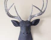 Charcoal and Silver Deer Head Wall Mount