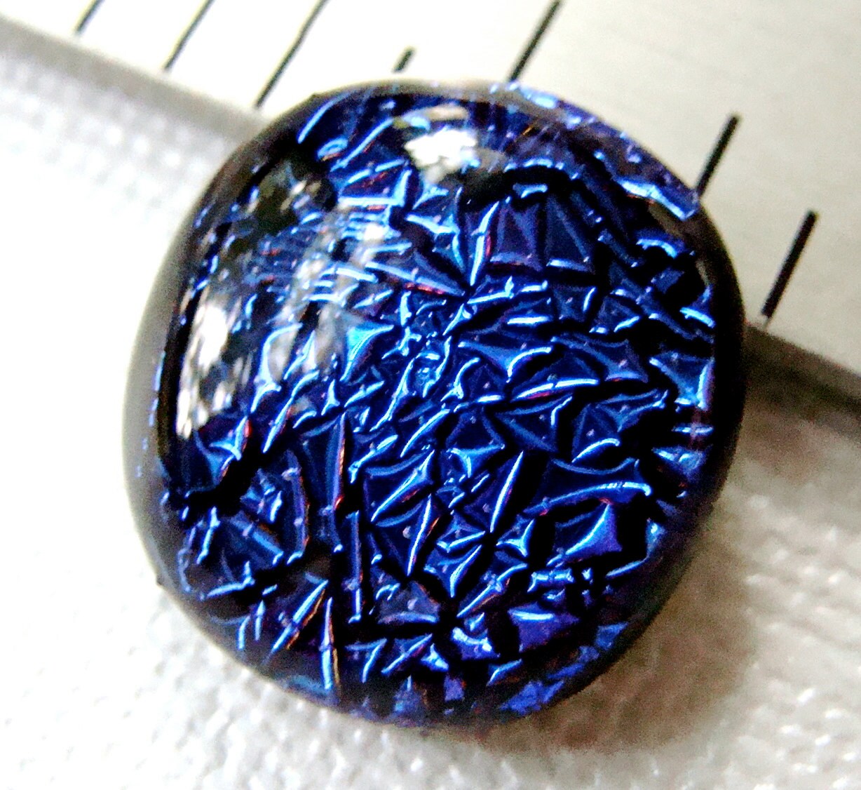 Dichroic Fused Glass Cabochon 17 X 16 mm Blue Beauty