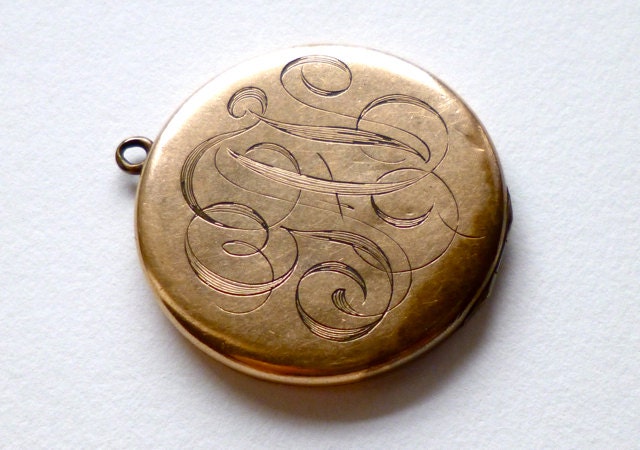 SALE Victorian Gold Monogram Locket Large Monogrammed