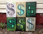 Money Cash Dinero Pop Art Painting on Canvas by Garrett Weider 24 x 24