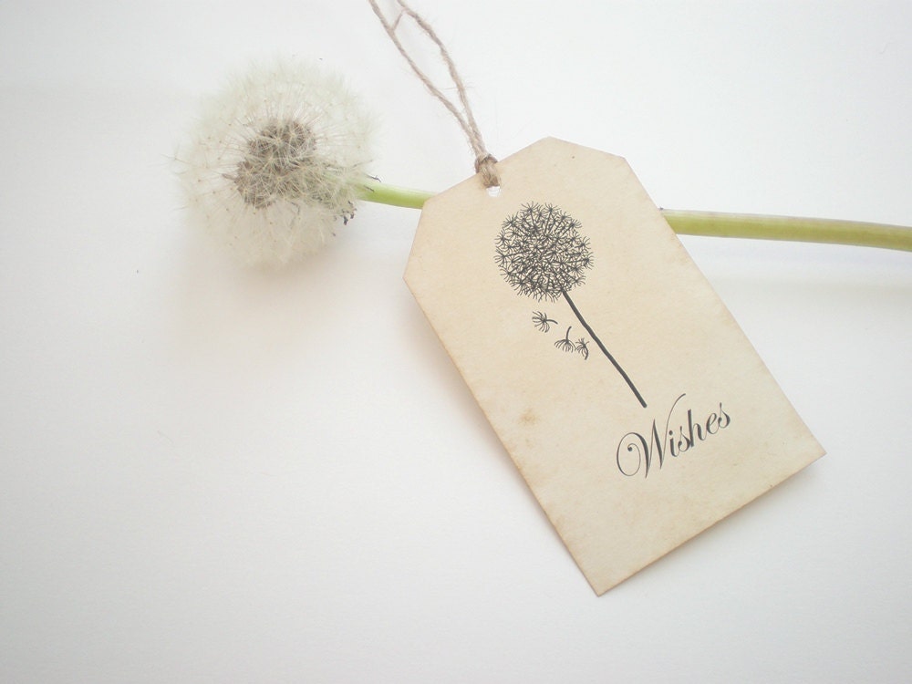 100 Wedding Wish Tags, Dandelion, Custom Wedding Favor Tags, Escort Cards