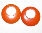 Two Orange Tagua Nut Beads, Disco Ring Beads, Organic Beads, Natural Beads, Vegetable Ivory Beads, EcoBeads